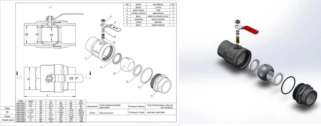 PVC Compact Ball Valve Grey Color